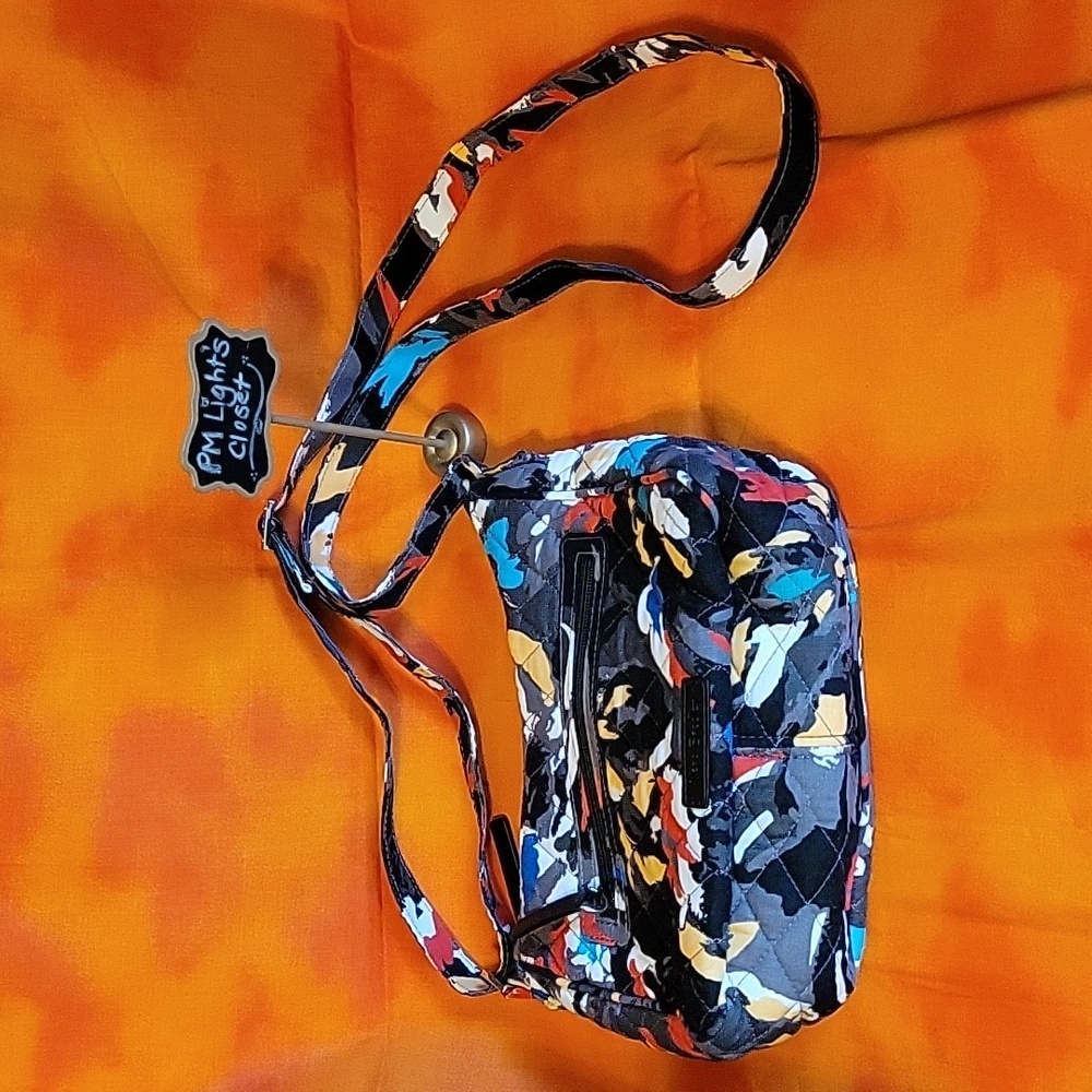 Vera Bradley Mini Andi Crossbody Bag Splash Floral Black Gray Red Yellow Teal